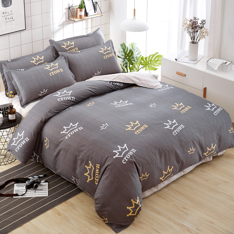 ȸ  Ȳ ũ ħ Ʈ Ʈ / ü /  / ŷ  ສ Ŀ Ʈ  Ŀ ħ  ħ  4 /Grey background golden Crown Bedding Sets Twin/full/queen/king size Duvet Co